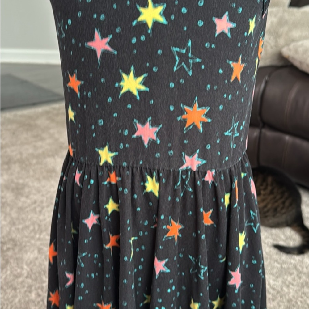 Dot Dot Smile Cosmic Star Dress - Black with Colorful Stars